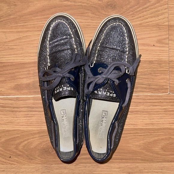 Blue Sparkly Sperry Top Sider W 6.5 - Picture 1 of 6